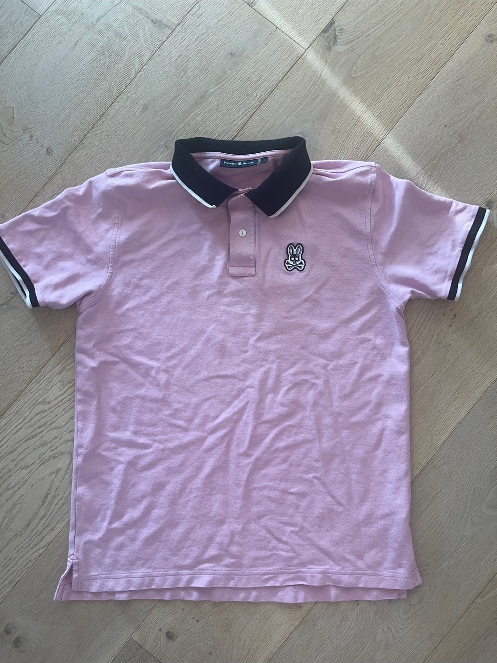 Psycho Bunny Womens Pink Polo with Black Trim Size 6